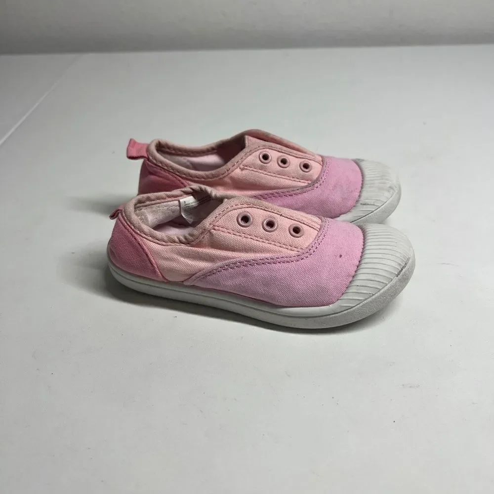 Cat & Jack Slip On Sneaker Girls Size 9 Pink Toe Bumper Low Top Hard Bottom